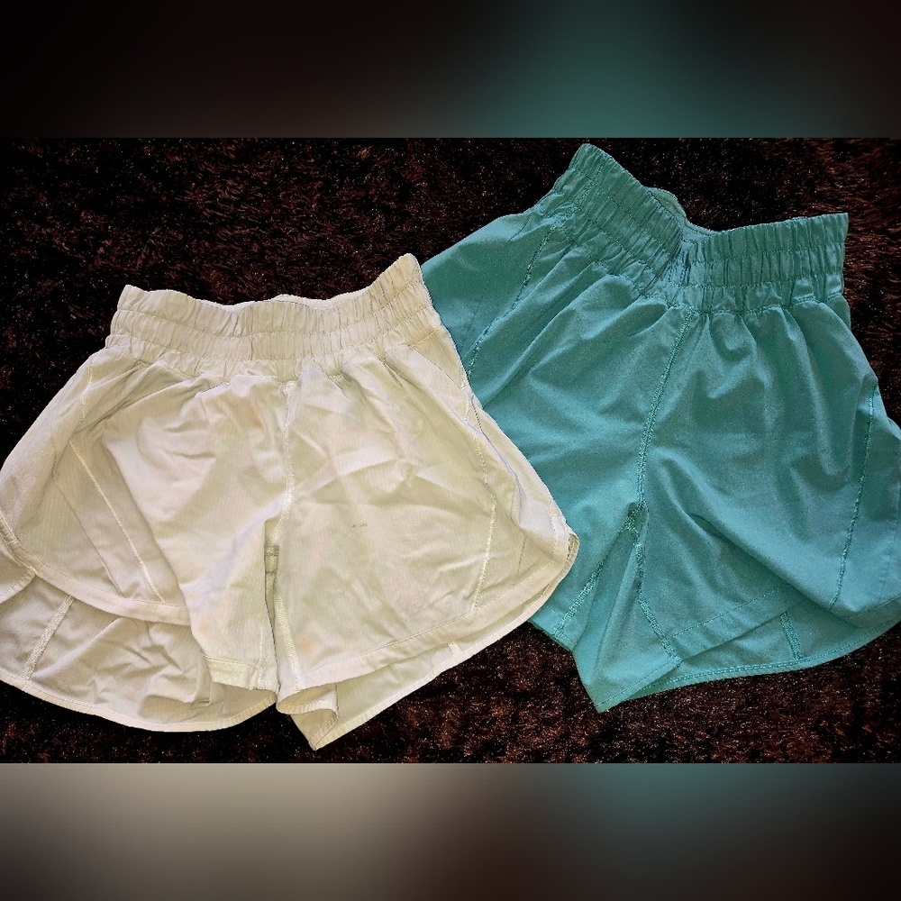 lululemon athletica Cream and Blue Athletic Shorts